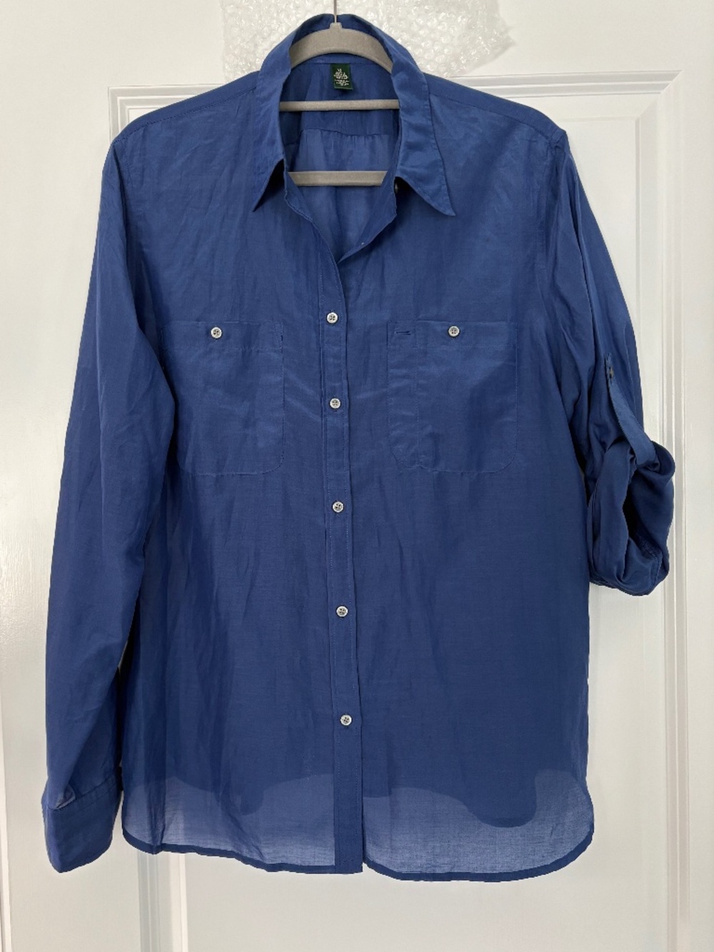 Lauren Ralph Lauren Cotton/Silk Blue Camp Shirt